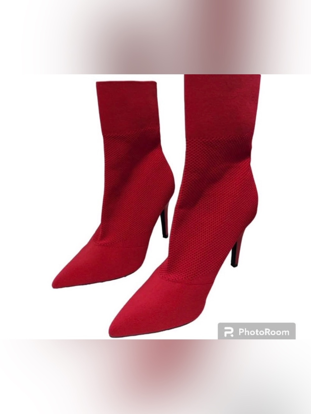 Red Pointed Toe Sock Booties